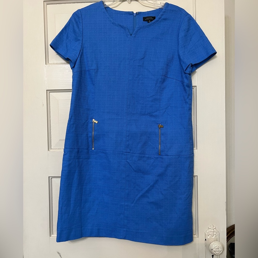 Tahari  short sleeve shift dress. Cornflower Blue. Size 16
